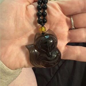 Black Fox Pendant Necklace
